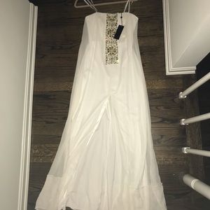 BCBG White evening gown.